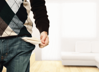 Close up of person holding out empty pocket