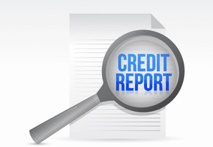 Cartoon of magnifying glass showing credit report