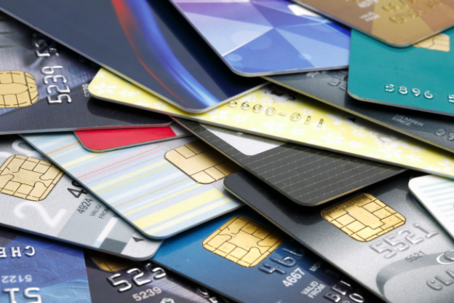 Multiple credit cards spread out