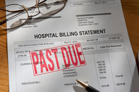 Hospital Billing Statement with Red "Past Due
