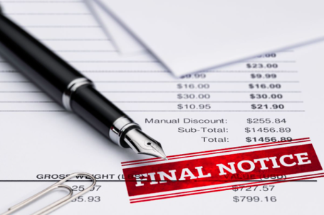 Final Notice stamped on top of bill