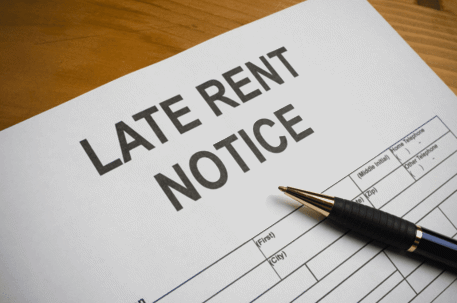 late rent notice document wit pen