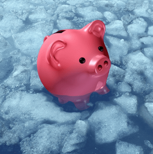 piggy bank on ice