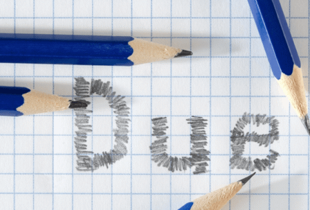 pencil writing "due"