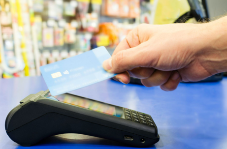 sliding credit card in processor