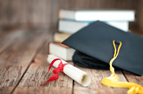 graduation cap and diploma