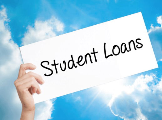 Student loans sign held up by a hand