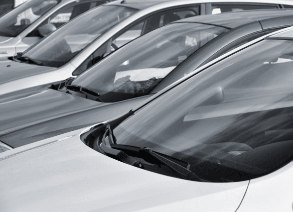 Cars parked in a line