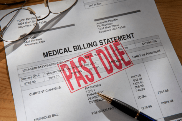 Medical Billing Statement with red stamped "Past Due"