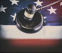 Gavel in front of American flag
